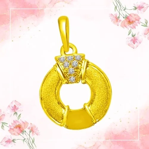 My Life is Encircled by You 18kt Yellow Gold & Real Diamond Pendant (P858)