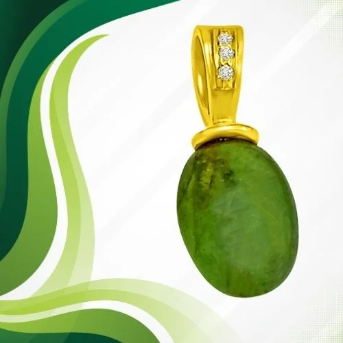 Megical Emerald Real Diamond & Emerald Pendant in 18kt Yellow Gold (P86)