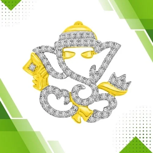 Embrace Divine Blessings with the Vighnaharta Diamond & Gold Ganesha Pendant (P982)