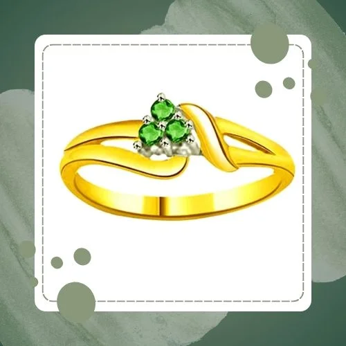 Princess Pretty Round Real Emerald Gold Ring (SDR1100)