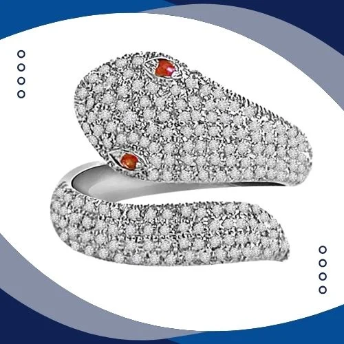 Diamond Joy - Real Diamond 18K Rhodium Plated Snake Ring (SDR16)