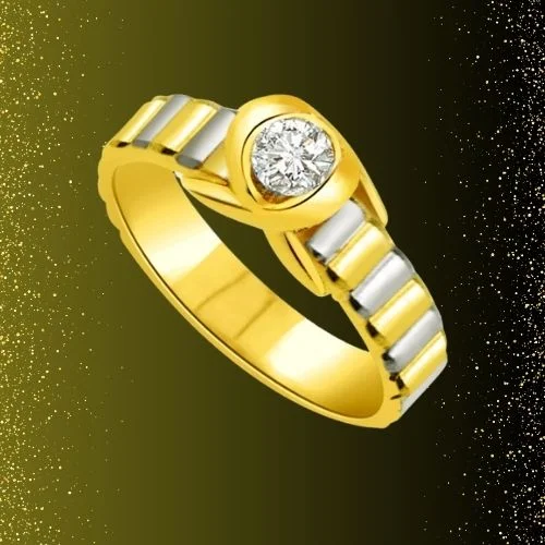 0.05cts Real Diamond Solitaire Two Tone 18K Gold Ring (SDR1605)