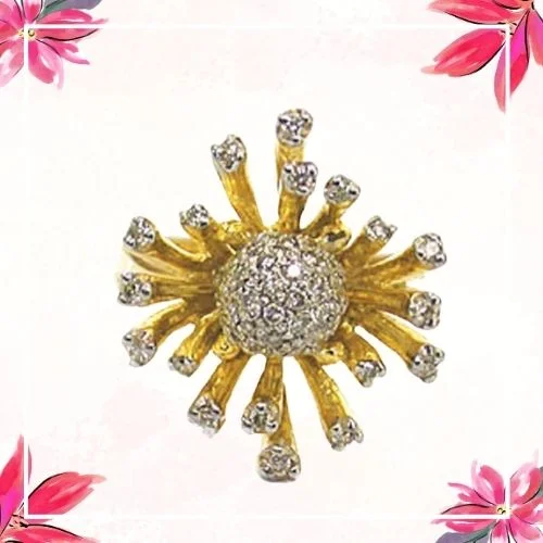Sunflower Madness 0.60cts Real Diamond Flower Shape Ring (SDR226)