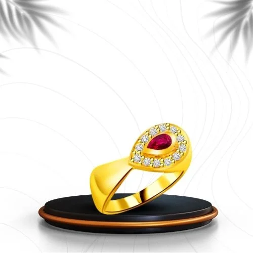 Classic Real Diamond & Pear Ruby Ring (SDR981)