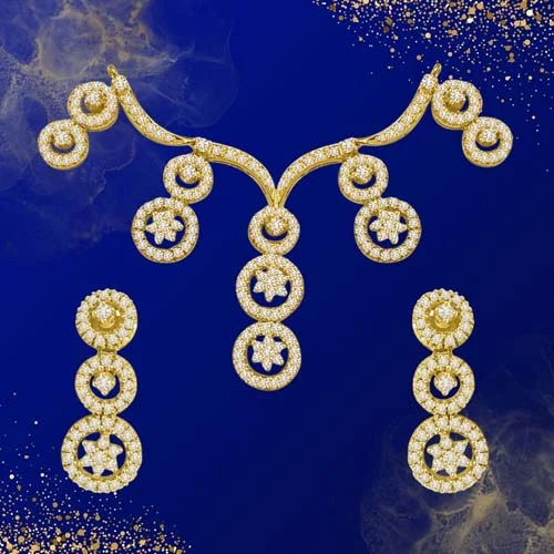 Raining Star Drops 3.48cts Classy Diamond Necklace Set (DS4)