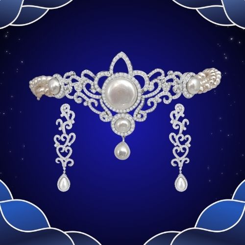 Ray of Love Diamond & Pearl Choker Necklace Set (DS5)