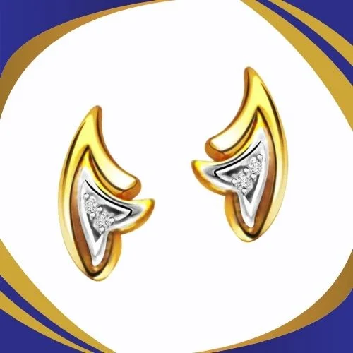Golden Desire Two Tone Solitaire Diamond Earring (ER151)
