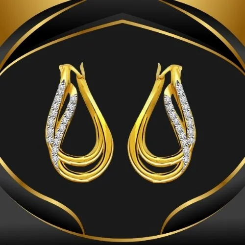 Golden Treasure 0.64cts Diamond & Gold Earrings (ER296)