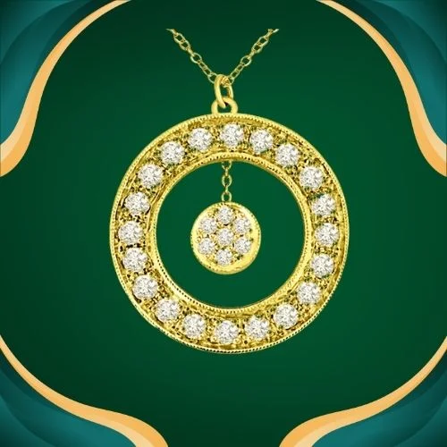 Golden World 0.67cts Real Diamond Flower In Round Diamond Wheel 18kt Yellow Gold Pendant For Her (P1326)