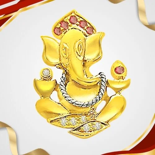 Embrace the Divine: A Spiritual Journey with the Ruby & Diamond Ganesh Pendant