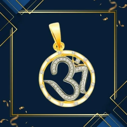 0.15cts Real Diamond Two Tone Om Pendant (P591)