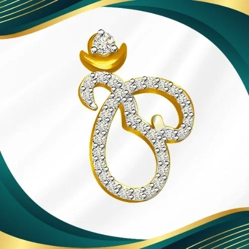 0.25cts Om Real Diamond Pendant In 18kt Yellow Gold (P643)
