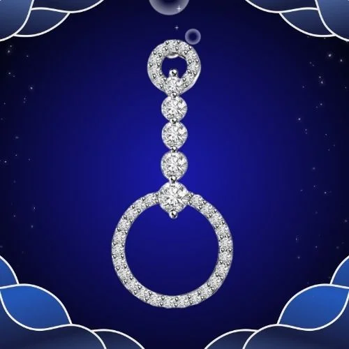 Hanging Hoop of Passion - 0.45cts Real Diamond 14kt white Gold Pendant (P653)