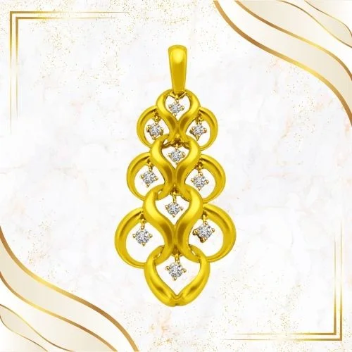 RAIN DROP - Real Diamond Pendant in 18kt Yellow Gold (P834)