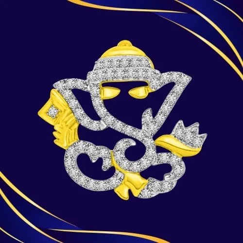 Embrace Divine Blessings with the Vighnaharta Diamond & Gold Ganesha Pendant (P982)