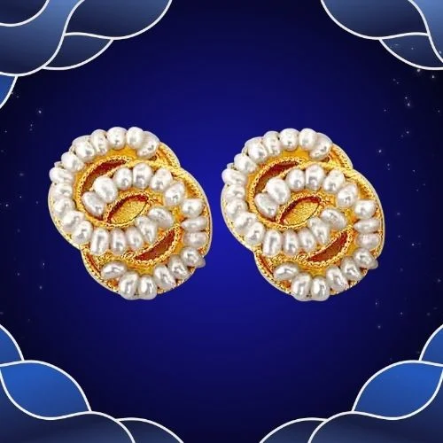 Lovers Knot - Freshwater Pearl & Gold Plated Stud Earrings for Women (SE41)