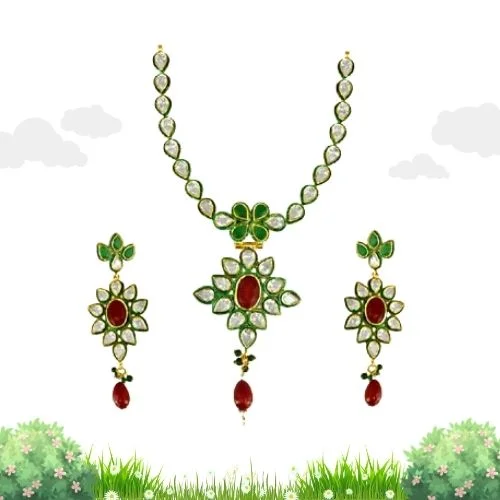 Floral Jodha Akbar Necklace Set (SJK141)