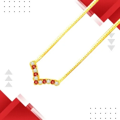 Diamond Cocktail 0.90cts Diamond & Ruby Gold Necklace (DN117)