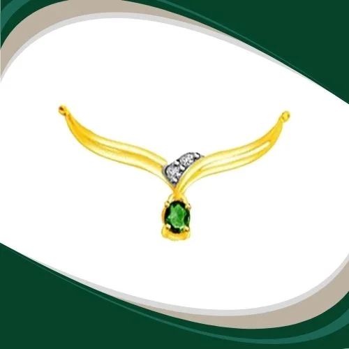Gorgeous Green Diamond & Emerald Necklace Pendant (DN119)