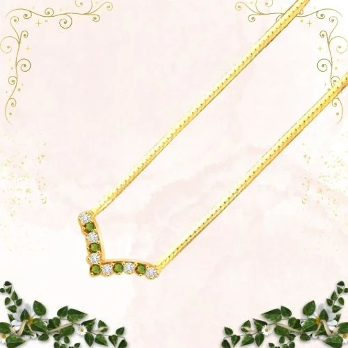 Wavy touch 0.90cts Diamond & Emerald Gold Necklace (DN120)