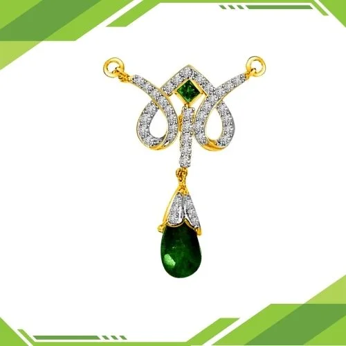 Garden of Paradise Diamond & Drop Green Emerald 18kt Gold Pendant (DN174)