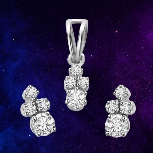 Real Diamond Earrings & Pendant Set (DS18)