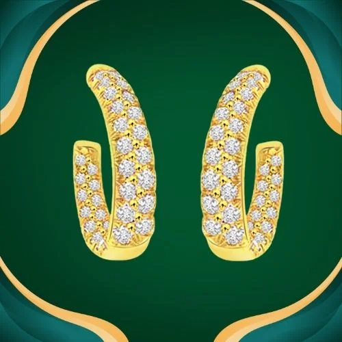 Charmer Real Diamond & 18K Gold Hoop Earrings (ER14)