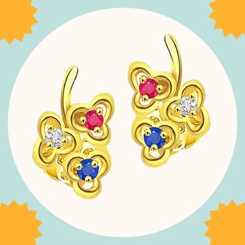 Triplet Flower Diamond Flower Shape Earring (ER142)