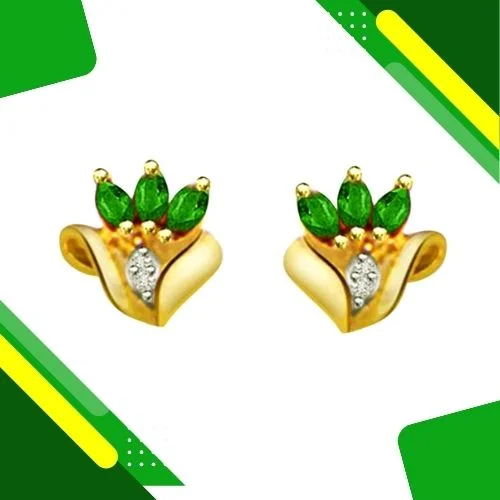 My Baby Girl Real Diamond & Emerald Earrings (ER256)