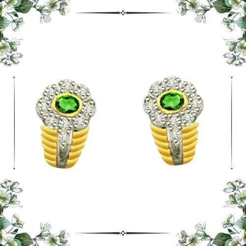Beauty of Breeze 0.18 cts Diamond & Emerald Earrings (ER262)
