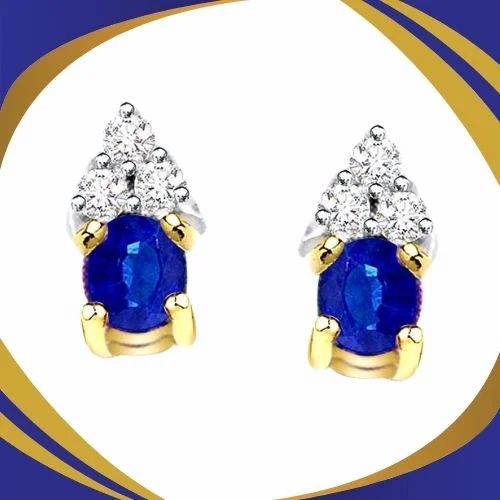 Mesmerizing Beauty Diamond & Oval Sapphire Earrings (ER282)