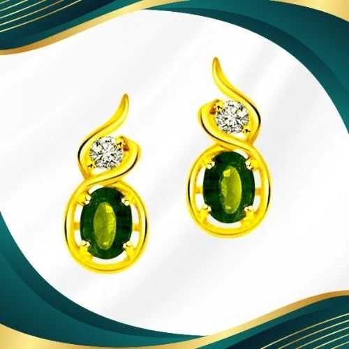 0.38 cts Diamond & Emerald Earrings (ER363)