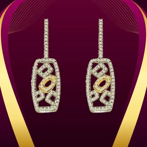 1.00 cts Two Tone Designer Diamond Earrings (ER387)