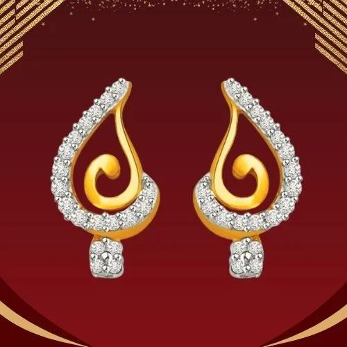 Star Bunch Stick 0.38cts Two Tone Gold & Diamond Earring for Lady Love (ER426)