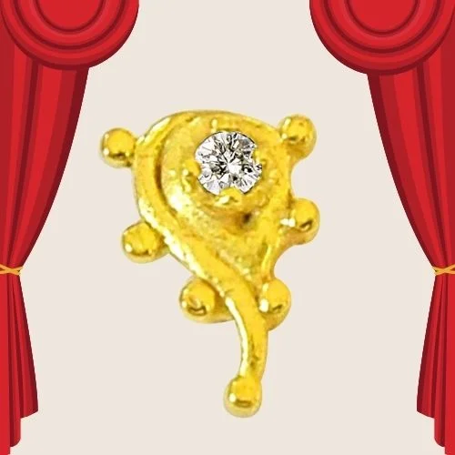 Drop Shaped Real Diamond 18kt Yellow Gold Nosepin (NP11)