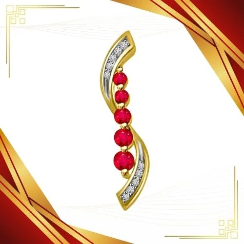 Real Ruby Radiance 0.21 TCW Diamond And Ruby Pendant In 18kt Yellow Gold (P1117)