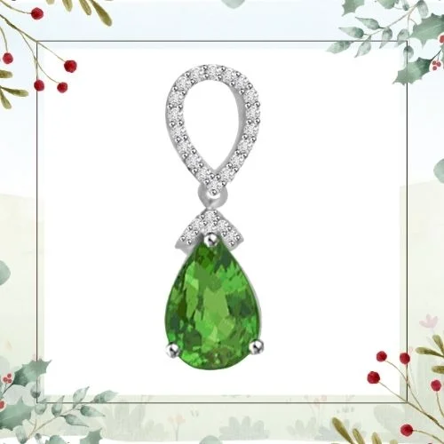 Green Drop Beauty 1.23 TCW Stunning Real Emerald And Diamond Pendant (P1157)