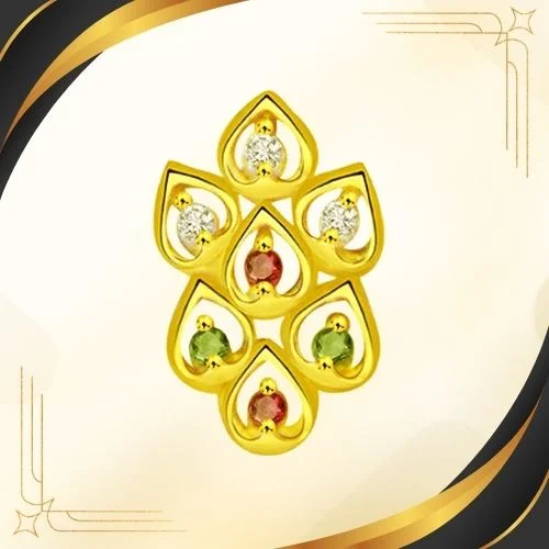 Leaves of Desire Fancy Real Diamond, Ruby & Emerald Pendant (P490)
