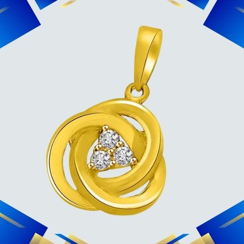3 Entwined Rings with Real Diamond & Gold Pendant (P843)