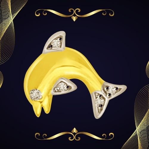0.05cts Two Tone Real Diamond & 18kt Yellow Gold Pendant for My Love (P975)