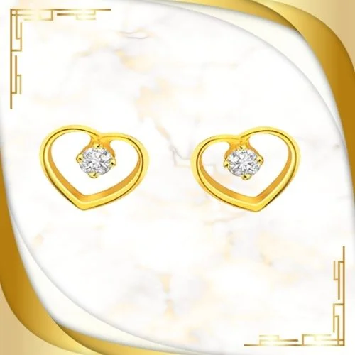 Heart Shape Round Diamond Stud Earrings (S269)