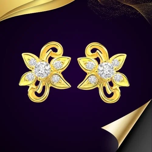 Feminine Flower Diamond Earrings (S274)