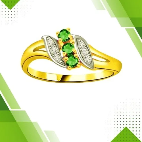 Emerald Knot Diamond Emerald Gold Ring (SDR1060)