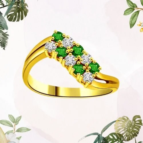 Green Envy 0.15cts Diamond & Emerald Gold Ring (SDR1063)