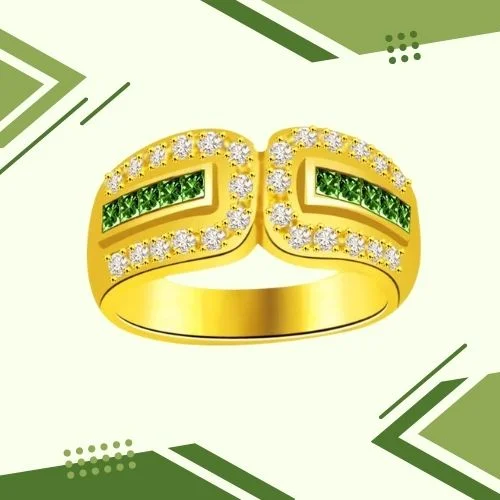 Green Eyes Beauty 0.30cts Diamond & Emerald Gold Ring (SDR1075)