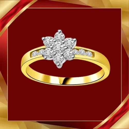 Glowing Floral Charm Fine 1.00cts Flower Shape Real Diamond Ring (SDR214)