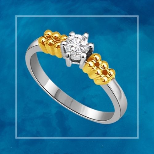 Two Tone Real Diamond 1.00cts Solitaire Ring (SDR389)