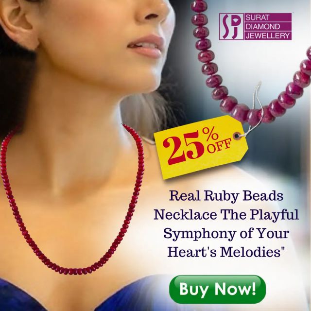 "Embrace Elegance: Discover the Magic of Ruby Necklaces!"

Are you ready to elevate your style with a touch of royal elegance? Introducing our Stunning Ruby Necklaces Collection - where craftsmanship meets the allure of history.

A Royal Touch
Dive into the world of regal beauty with our handpicked rubies, each piece echoing centuries of royal admiration. These gems aren't just stones; they're symbols of passion, power, and timeless elegance.

Artisan Craftsmanship
Our skilled artisans have meticulously crafted each necklace, ensuring your piece isn't just jewelry, but a wearable masterpiece. With vibrant hues and crystal clarity, our ruby necklaces promise to be as unique as your individual style.

Versatile Elegance
Whether it's adding a touch of glamour to your work attire or completing your evening look, these necklaces transition seamlessly from day to night. They're not just accessories; they're your style statement.

Exclusive Collection
Join an elite circle of fashion-forward individuals with our limited edition ruby necklaces. Each piece tells a story, making you part of an exclusive legacy of elegance.

Your Invitation to Shine
We invite you to explore this exquisite collection. Click below and start your journey with a necklace that's more than an accessory—it's a symbol of your refined taste.
Uncover Your Ruby Masterpiece Here

Let our ruby necklaces be more than just jewelry; let them be an extension of your inner radiance. Own a piece of this enchanting story today. 

Each necklace comes with a tale of beauty and a certificate of authenticity, ensuring you own not just a gem, but a legacy. 

Click on : https://www.suratdiamond.com/sn115.aspx